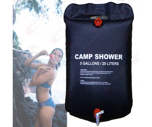 5 Gallons Camping Shower Bag Water Carrier Solar Heating Bathe Outdoor Hiking 